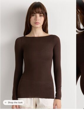 Intimissimi Boat Neck Modal Cashmere Ultralight Top - Brown